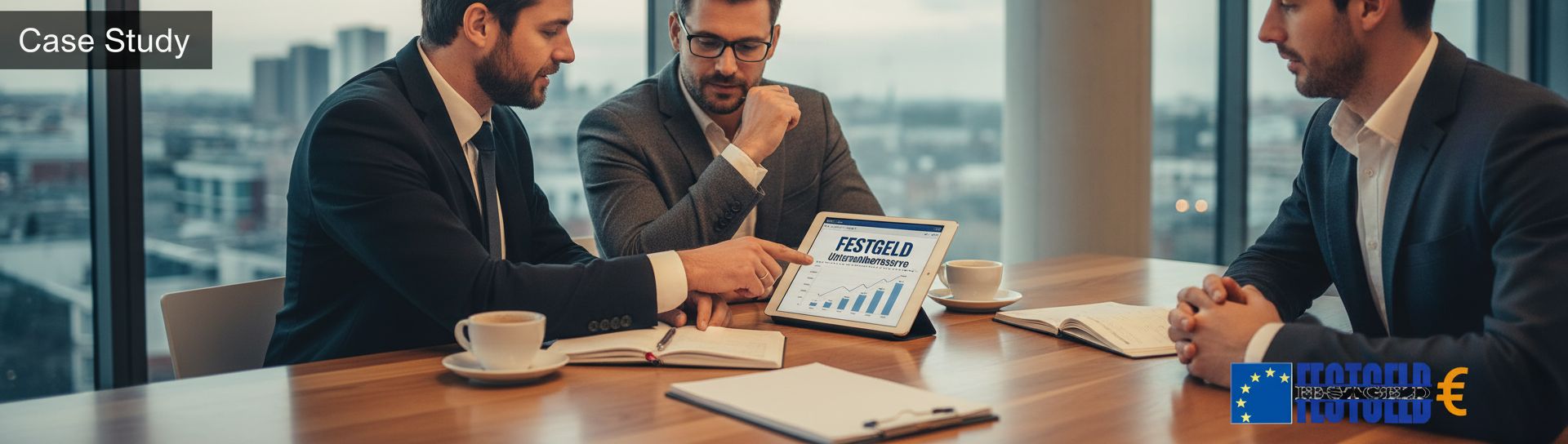 Beratungsszene eines Unternehmers mit Festgelde.com